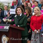 Speaker of the House Nancy Pelosi, D-Calif., leads an event with House Democrats after the Senate failed to pass the Women