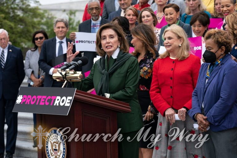 Speaker of the House Nancy Pelosi, D-Calif., leads an event with House Democrats after the Senate failed to pass the Women