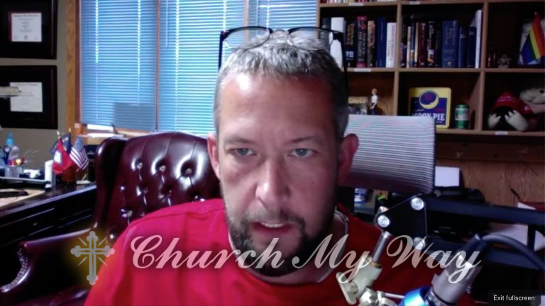 Pastor Jordan Daniel “J.D.” Hall, pastor of Fellowship Baptist Church in Sidney, Montana, in a Facebook video. Video screen grab