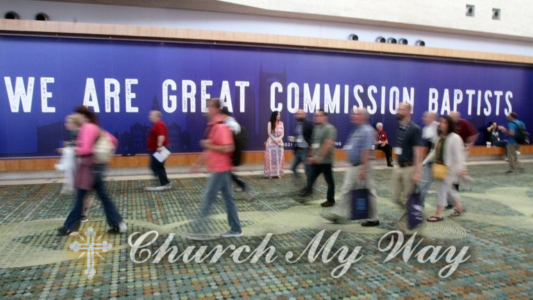People enter the Music City Center for the Southern Baptist Convention annual meeting, June 15, 2021, in Nashville, Tennessee. RNS photo by Kit Doyle