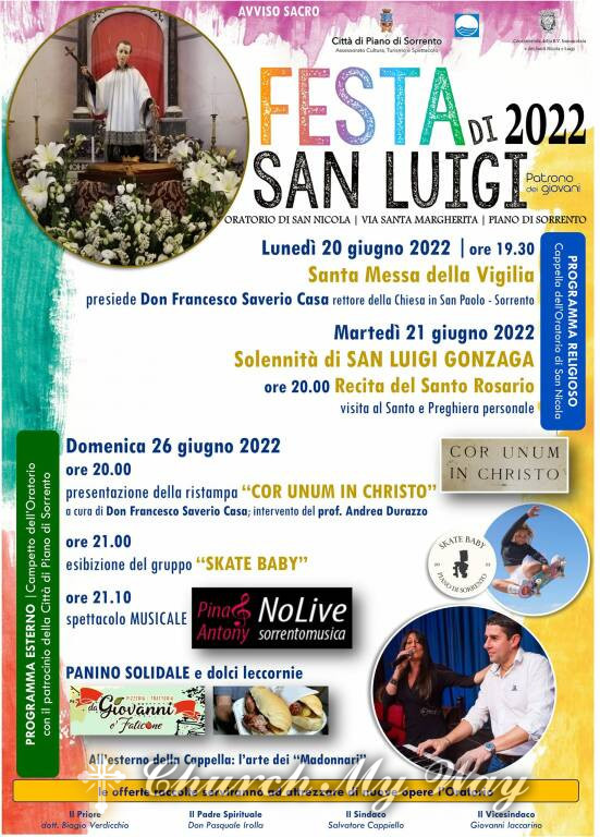 Back to the Oratory of San Nicola di Piano di Sorrento, the traditional FEAST OF SAN LUIGI