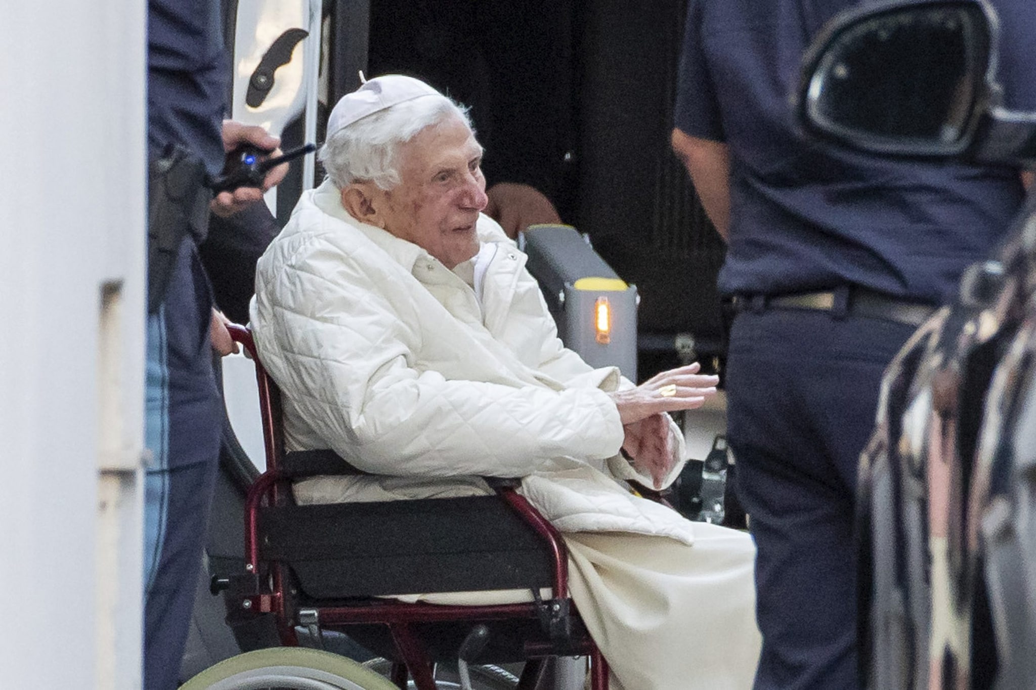 Pope Ratzinger at his brother's funeral