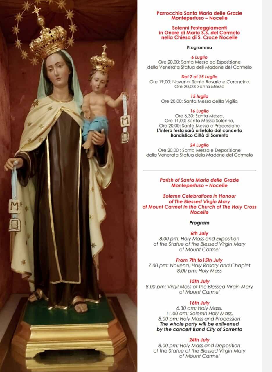 Positano celebrates Maria SS del Carmelo: today the Holy Mass of the Vigil